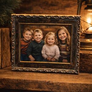 Vintage Ornate Gold and Brown Photo Frame